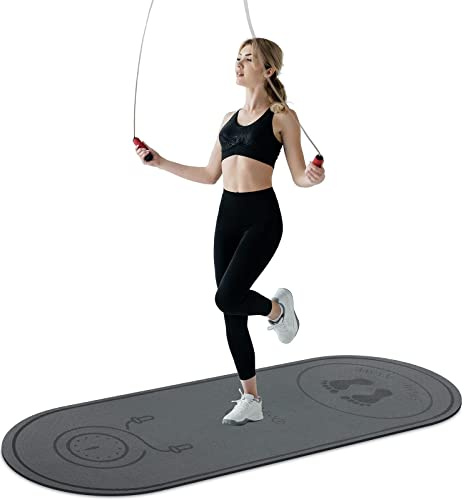 Springseil-Matte, 180,3 x 61 cm, rutschfeste Fitnessmatte, für drinnen und draußen, 6 mm dick, hochdichtes Workout-Springseil-Pad für Zuhause, Fitnessstudio, Bodenbelag, Betonspringseil