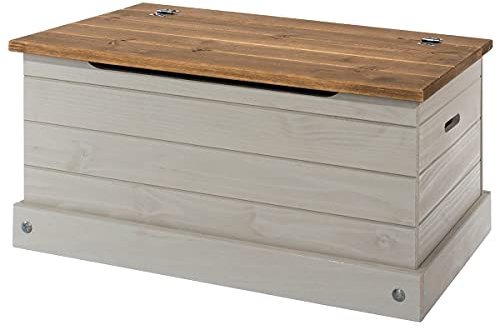 Furniture Dash Wooden Storage Trunk Corona, Wooden Entryway Storage Bench, Ideal for Living Room, Bathroom, Entryway, Office, Kitchen - Grey