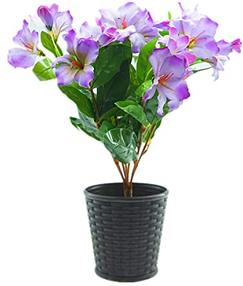 5 Sträuße mit künstlichen Azaleen-Blumen, festlich, für Zuhause, Büro, Innen- und Außenbereich, Garten, schöne Dekoration, Blumenstrauß (hellviolett)