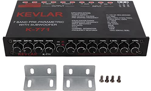 KIMISS Altavoz Coaxial, Ecualizador Gráfico de Audio para Automóvil Paso bajo Universal Ajuste de Ganancia Variable de 7 Bandas Ecualizador de Entrada de Alto Nivel para Sistema Estéreo