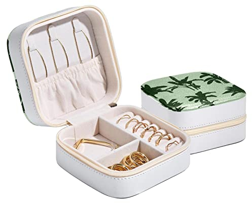 Schmuck-Aufbewahrungsbox, Reise-Schmucketui, Bananenbaum-Muster, für Damen und Mädchen