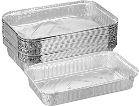 Relaxdays Aluschalen Grill, 25er Set, B x T: 31 x 21 cm, eckige Grillschalen, Tropfschalen indirektes Grillen, Silber