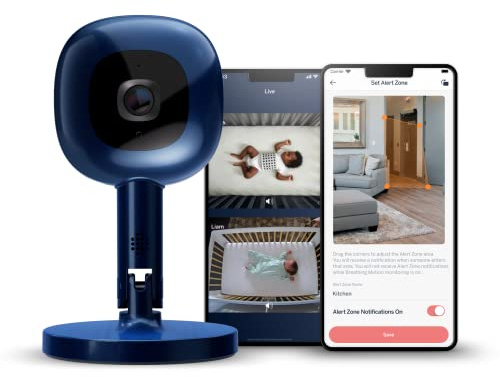 Nanit Pro Smart Baby Monitor & Flex Stand - 1080p Secure Wi-Fi Video Camera, Sensor-Free Sleep & Breathing Motion Tracker, 2-Way Audio, Sound & Motion Alerts, Night Vision, and Breathing Band - Blue
