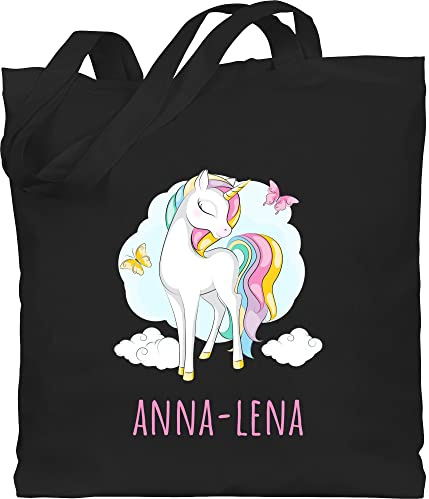 Geschenk mit Namen personalisiert by Shirtracer - Baumwolltasche - Einhorn mit Name personalisiert Geschenk Unicorn I Einhörner Kinder Geschenk
