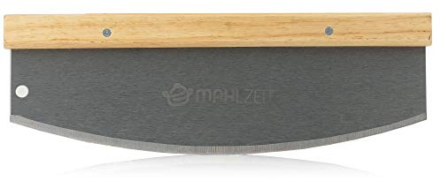 Måltid pizzamkniv av rostfritt stål med bambumedtag | 36 x 12 cm | vägningskniv för pizza, flammkakor och bröd | pizzaskärare, pizzakniv, pizzatillbehör, pizzagadget
