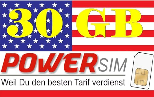 30 GB AT&T Netz USA 30 Tage gültig Allnet Flat auch nach Deutschland vom Power SIM Shop