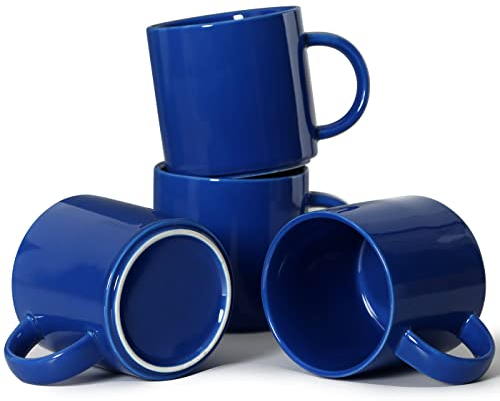 Smilatte M101-4L Lot de 4 tasses à café empilables en céramique pour garçon et fille Bleu 355 ml