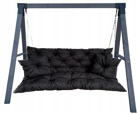 Waterproof Outdoor Palettenkissen | Hollywoodschaukel Auflage | Bankauflage | Sitzkissen and Rückenkissen | Pallettenpolstern | Lounge Kissen Outdoor 180 x 110 cm(180x60x50 cm) Inkl. 2 kissen Schwarz