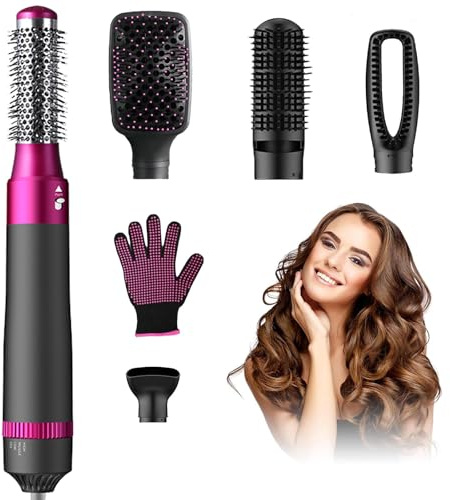 Blow Dryer Brush, Alledge 5 in 1 Hair Thermal Brush and Styler Set for Easy Salon-Style Blowouts with Detachable Negative Ionic Brush Head and Comb for Hair Drying Straightening Curling Styling