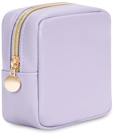 Kleine Kosmetiktasche Schminktasche Klein für Handtasche Mini Make Up Tasche Damen PU Leder Tragbare Makeup Bag mit Reißverschluss, Lila (Patent Angemeldet)