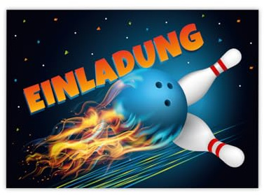Minkocards 12 Einladungskarten zum Kindergeburtstag Bowling Kegeln Bowling-Party Mädchen Jungen Einladung Jungsgeburtstag Mädchengeburtstag