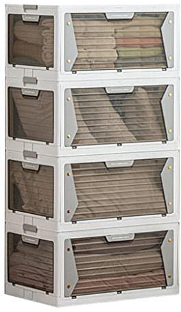 MyrRhe Caja de Almacenamiento de plástico con Ruedas de 4 Compartimentos: Organizador apilable para Ropa, Ropa de Cama y Mantas (67,5 x 47 x 144 cm)