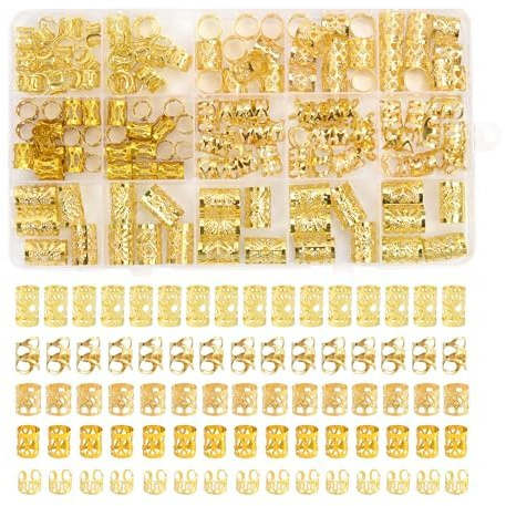 155 Pieces Hair Jewelry for Braids Dreadlocks Beads Braid Hair Rings Cuffs Clips Dreadlocks Accessories