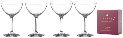 DIAMANTE Mini Nick & Nora Vasos de Cristal para cócteles de 140 ml, Vasos de Puerto, Vasos de Jerez, Vasos de Aperitivo, Vasos de digestión, Vasos Negroni, colección Auri, 8586025191470