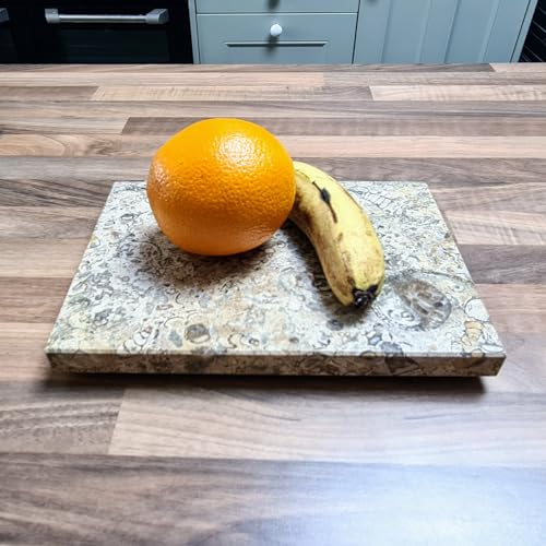 Onyx skärbräda marmor brädor kök skärbräda svart 28 x 18 cm ostplatta stenplatta frukostbräda skärbrädor buffé serveringsfat brödbrädor (fossil)