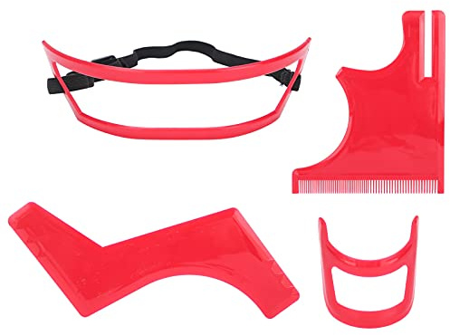formare skägg formningsverktyg för män 19 × 14 × 3 skäggformande verktygssats skäggstyling klippa hårlinje grooming röd plast skäggmall set skäggformningsverktyg för män