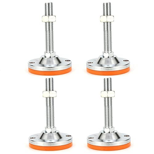 HBJJJ Pieds de Mise à Niveau, Niveleur De Pieds Réglable M16 avec Une Base De Diaille De 120 Mm, 4 Paquet De Masse À Vis De Nivellement en Acier Au Carbone Robuste, Fond De Coussin en Caoutchouc