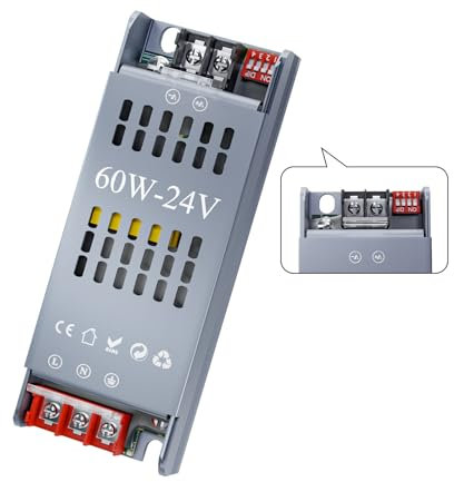KOSOOM LED Trafo 230V auf 24V dimmbar, 60W LED Treiber 24V 2,5A Netzteil Driver Power Supply mit 4-Stufen Dimmfunktion & Sanftanlauf, Flimmerfrei Transformator für Streifen Module Beleuchtungssysteme