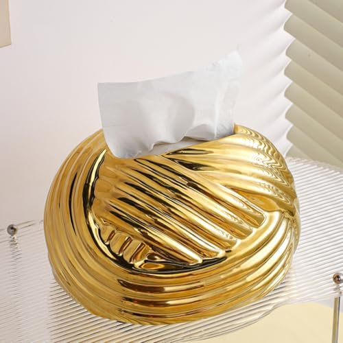 Anding Ceramic Tissue Box Vase for Bathroom Vanity Top - Abstract Home Decor Shelf Silver, White