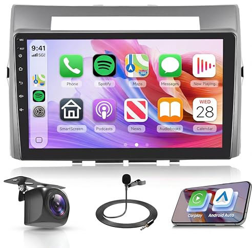 2G+64G Wireless Carplay Android 13 Radio de Coche para Toyota Corolla Verso 2004-2009 9 Pulgadas Radio con Android Auto Navi GPS WiFi Mirror Link Bluetooth FM/RDS Radio Dab/DVR/EQ/SWC Cámara Trasera