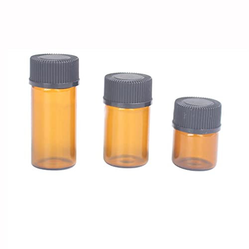 lvifloae 100 botellas de vidrio verde azulado de 1 ml, portátiles y prácticas, botellas pequeñas de aceite esencial para uso de prueba con tapa para sellar y evitar derrames (2 ml)