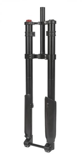 KLYso 1-1/8 Straight DH MTB Front Fork Thru Axle Disc Brake Adjust Rebound HL Double Shoulder Inverted Fork Downhill Mountain Bike Air/Oil Suspension Fork(Black Oil,26inch)