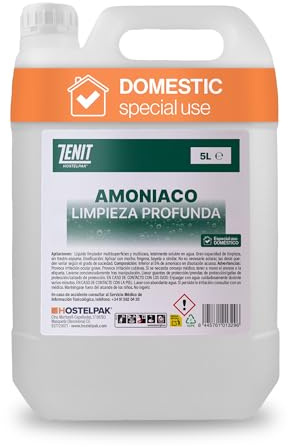 Hostelpak | 5 l | Amoniaco Potente para Limpieza - Elimina Suciedad y Olores - Desengrasante y limpieza profunda - Uso Doméstico y Profesional