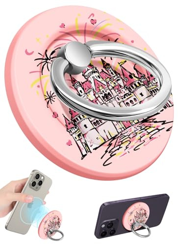 Lotadilo for Magnetic Phone Ring Holder Compatible with MagSafe for Women - Cute Design Magnet Phone Grip Ring Stand Kickstand for iPhone 16 Pro Max/16 Pro/16/15/14/13/12 Series, Castle