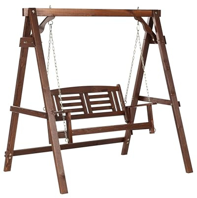 Columpio de jardín Tradicional rústico de Madera Maciza marrón Oscuro Nerito