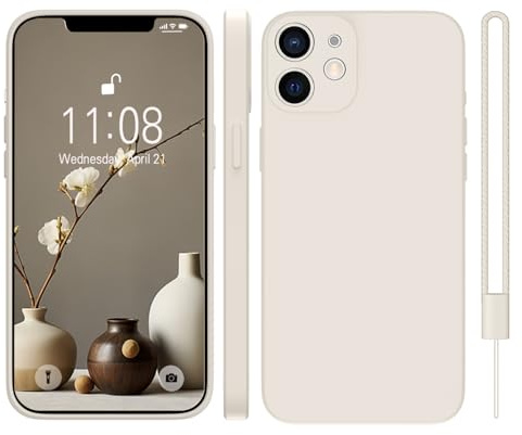 KPPIT for iPhone 12 Case Silicone 6.1 inch,Ultra Slim Soft Gel Anti-Scratch,Microfiber Lining,Rubber for iPhone 12 Case Shockproof Cover,Beige