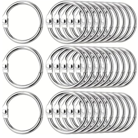 60 Pcs Binder Rings, Metal Book Ring, 1inch 25mm Loose Leaf Binders Book Rings Flash Cards, Silver Ring Clips, Binder Card Rings Index Card Rings Small Book Rings Ring for School, Office and Home Orga