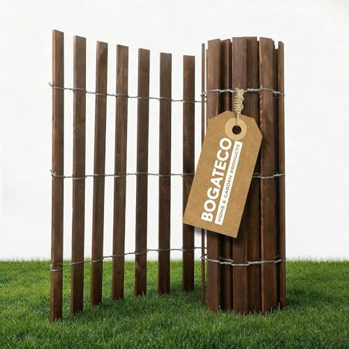 BOGATECO Holz Staketenzaun | Holz-Zaun 100 Hoch & 300 cm Lang | Lattennabstand 4-5 cm | Perfekt als Gartenzaun | Zaun Garten Steckzaun Holzzaun | Langlebige | Imprägniert