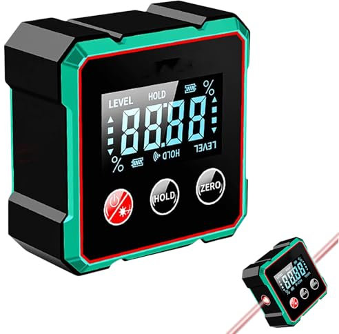 Aneedbaby - Rilevatore angolare digitale magnetico con laser elettronico, livella digitale con display LCD, goniometro e inclinometro per la lavorazione del legno (modello classico)