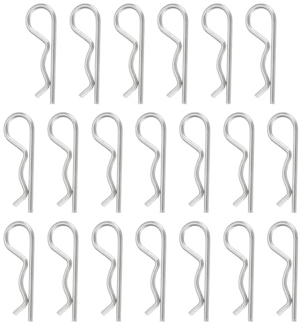 QUARKZMAN 20 Stück Federsplint Anhängerkupplung Clip, 3mm x 60mm R Clips 304 Edelstahl Rückhalte Draht Haarnadeln für Anhänger Traktoren Mäher Wagen LKW Pin Clip, Silber