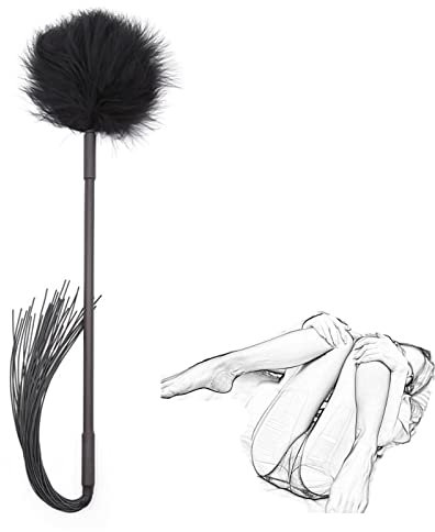 TRQOYTU Tickler Vraie Plume Avec Pompon En Silicone SM Fouet Érotique Flogger Bondage Fessée Paddle Amour Plume Clitoris Culture Flirt Chatouilleur Érotique Lit Contraintes Sex Toy Pour Couples