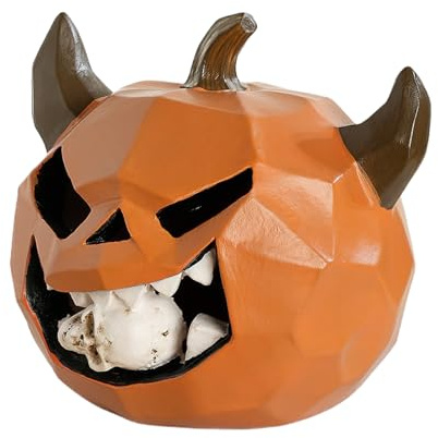 JIEBWCHA Decorazioni di Halloween a Forma di Zucca | Statuine Spaventose in Resina di Zucca Fantasma Teschio Morduto,Centrotavola Piccoli Decorazioni Sparse per Albero Festa Scrivania Giardino Casa