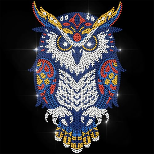 ANATTASOUL Bügeleisen Auf Strass Transfer Aufkleber 29.7×21 CM Kristall Bügelaufkleber Mandala Eulenmuster Bling Strass-Bügelmotiv Patch Für Kleidung Hut Tragetasche DIY Kunsthandwerk