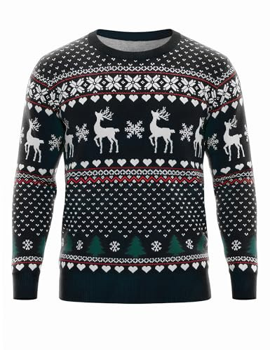 Bresdk Maglione Natalizio Uomo Ugly Christmas Sweater Pullover Invernale | Maglioni Natalizi Coppia Maglie Eleganti Manica Lunga Girocollo