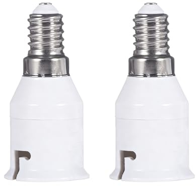 2 PCS E14 to B22 Adapter, E14 to B22 Socket Converter Lamp Holder SES to BC Adapter Converter, ES Edison Small Screw to Bayonet Bulb Socket, LED Light Bulb for Halogen, Edison, and LED Bulbs, 220-240V
