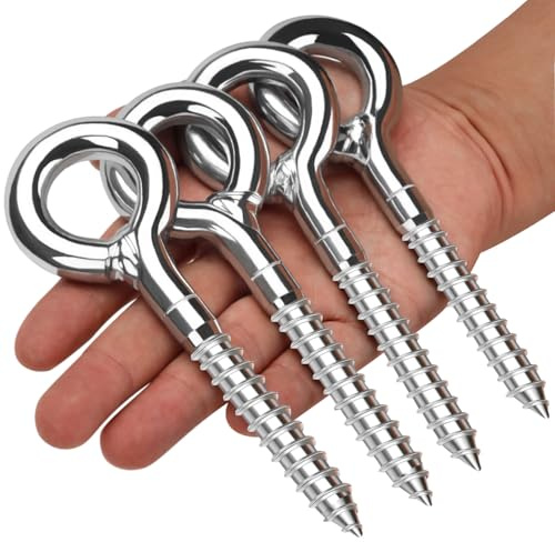 Anclaje para Andamio Ganchos Tornillos de Ojo M12*120mm Tornillos de Anillo Galvanizado Pernos de Ojos Pesado para Anclaje de Andamios Fijación de Pared Levantar 4Pcs (4Pcs, M12*120)
