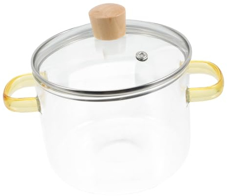 TOYANDONA Marmite Pour Cuisiner Soupe 1500 Ml En Verre Transparent Avec Couvercle Et Double Poignée, Résistante Au Feu, Ustensile Cuisine Polyvalent Pour Usage Domestique