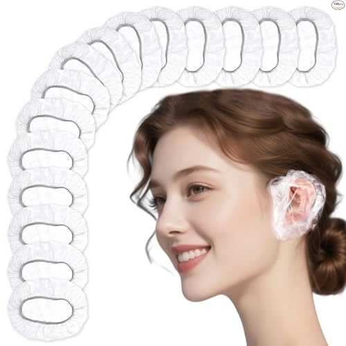 100 paraorecchie trasparenti per la doccia, leggeri e usa e getta, per proteggere dagli schizzi d'acqua durante il lavaggio dei capelli e la tintura, accessori per la protezione delle orecchie