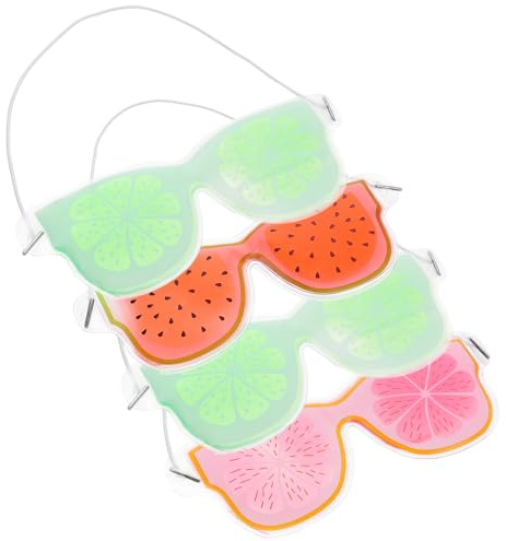TOPBATHY Lot de 4 Masques Yeux en Pvc Transparent Fruité, Compresses Oculaires Rafraîchissantes Réutilisables, Taille, pour Garçon et Filles, Relaxation et Sommeil Couleur Aléatoire