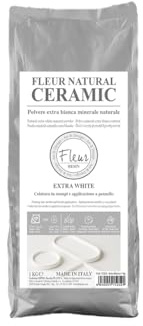 FLEUR PAINT Natural Ceramic Extra White 1 kg – Polvere Minerale Extra Bianca per Stampi e Applicazione a Pennello