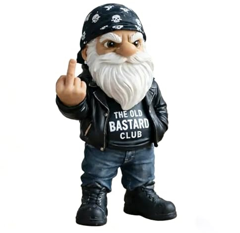 Vintage Club Gnome – The Old Bastard Edition, Funny Grumpy Old Man Gnome Statue, SarcasticGnome Desk Decor Statue, Humorous Man Cave Decor Gifts, Novelty Home Ornament (#A)