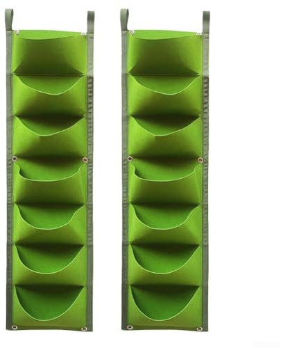 Sacca verticale da parete per la coltivazione delle piante, 2 pezzi, con 7 tasche per la massima efficienza di crescita delle piante (verde)