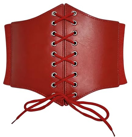 Carnavalife Cinturón corsé ancho elástico con cordones, cinturón cintura mujer, hebillas metálicas, estilo vintage, vestidos y jeans, cosplay, tallas S-3XL