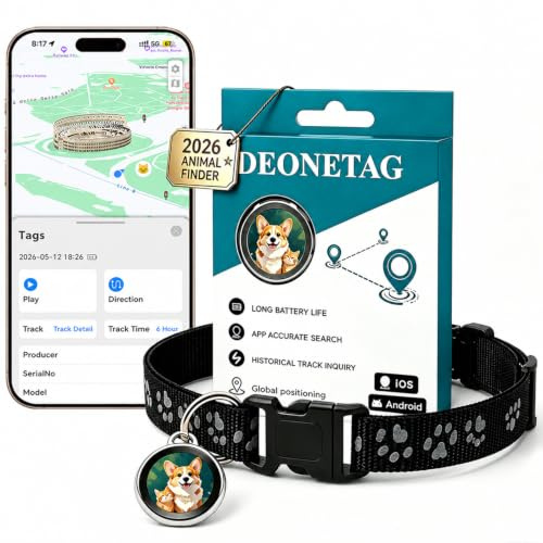 2026 Cat Tracker no Monthly Fee, Mini Cat Tracker Collar with Quick Release, Real-Time Location & Anti-Loss Dog Tracker, Waterproof & Adjustable Collar Included, Works with iOS/Android (Black)