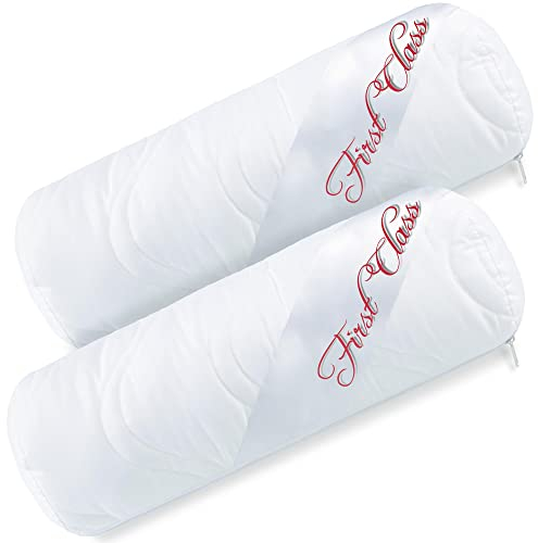 CelinaTex First Class Nackenrolle 2er Set 40 x 15 cm Mikrofaser Kissen Hohlfaser Nackenkissen atmungsaktiv Kochfest mit Reißverschluss Kugelfaserfüllung
