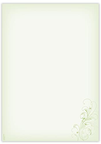 Designpapier Neutral grün DP801 – 50 Blatt Briefpapier – Hochwertiges Motivpapier Geburtstag, Einladung, Brief, Jubiläum, Liebesbrief – Laser- & Inkjetdrucker geeignet – Druckerpapier A4 90g/m²